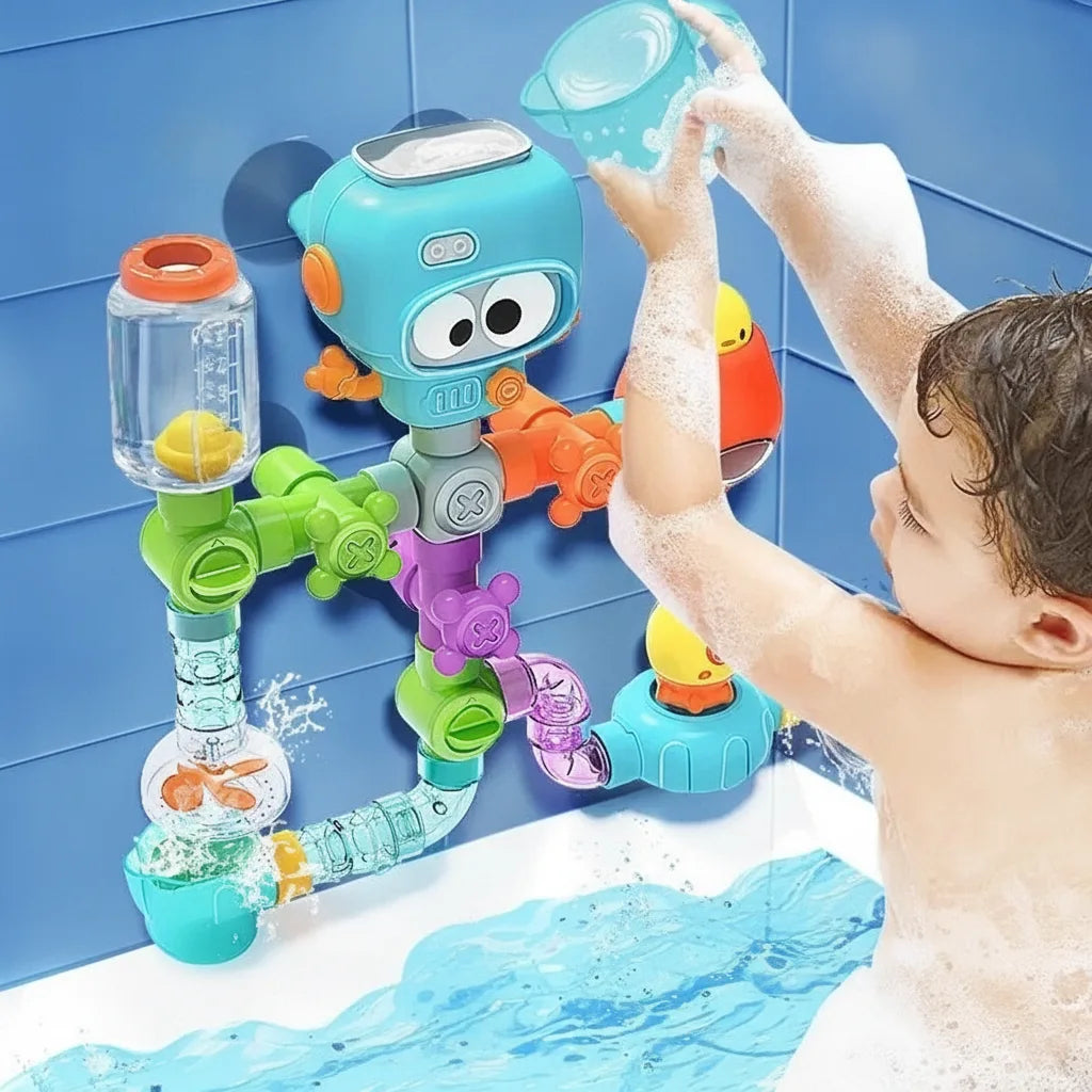 Bath Toy Robot | 21-Piece Water Pipe Playset
