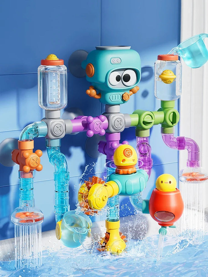 Bath Toy Robot | 21-Piece Water Pipe Playset