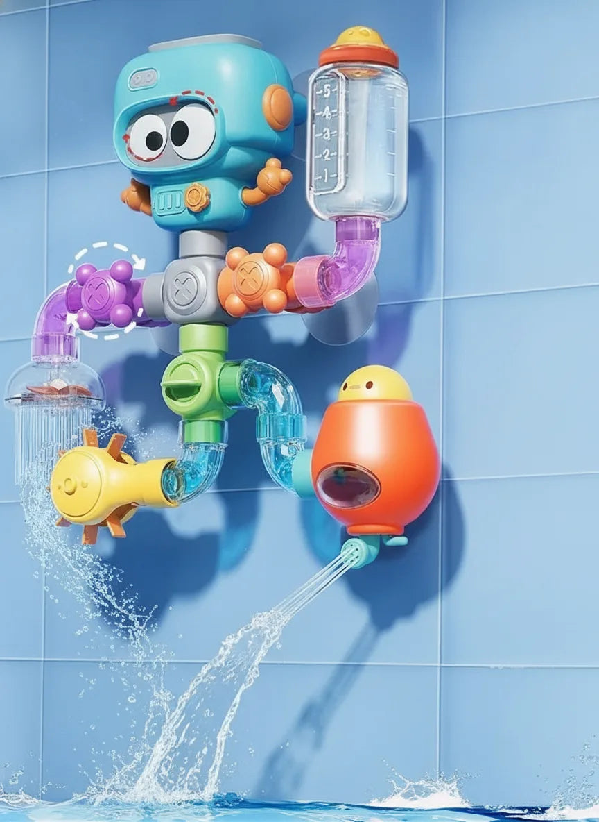 Bath Toy Robot | 21-Piece Water Pipe Playset