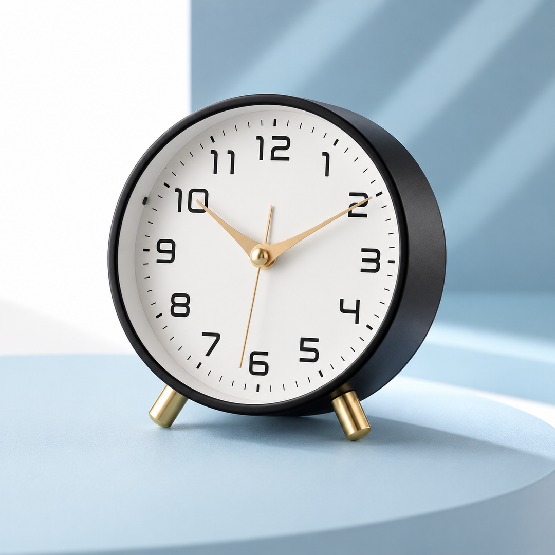 Battery Operated Table Clock Scandinavian Metal with Silent Sweep Movement 5