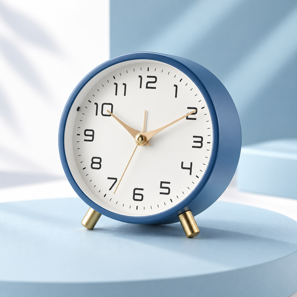 Battery Operated Table Clock Scandinavian Metal with Silent Sweep Movement 2