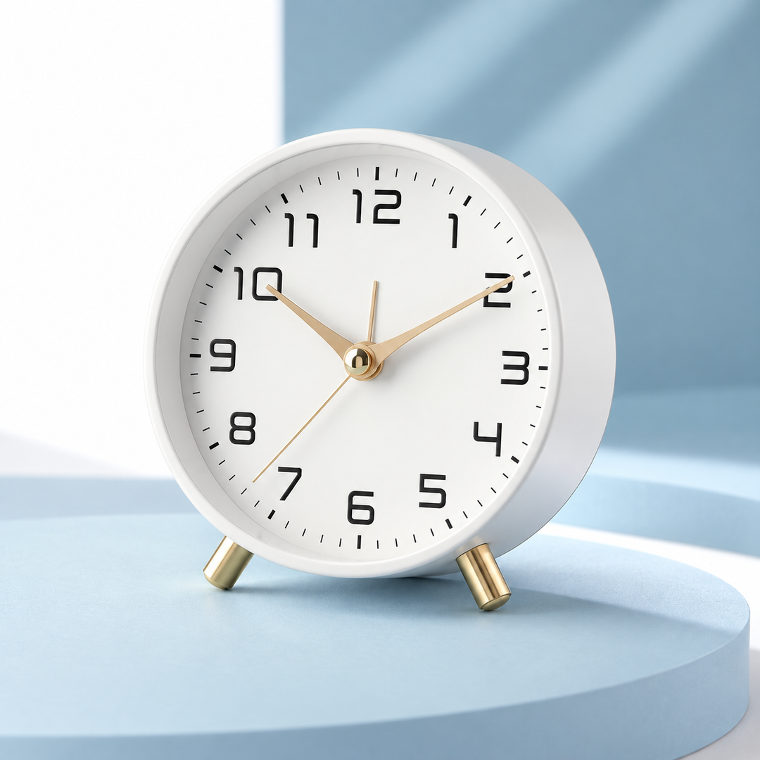 Battery Operated Table Clock Scandinavian Metal with Silent Sweep Movement 4