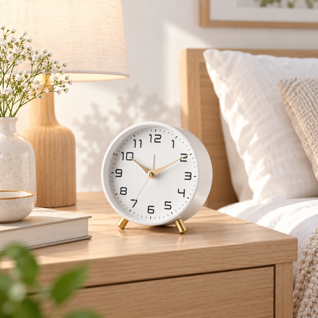 Battery Operated Table Clock Scandinavian Metal with Silent Sweep Movement 8