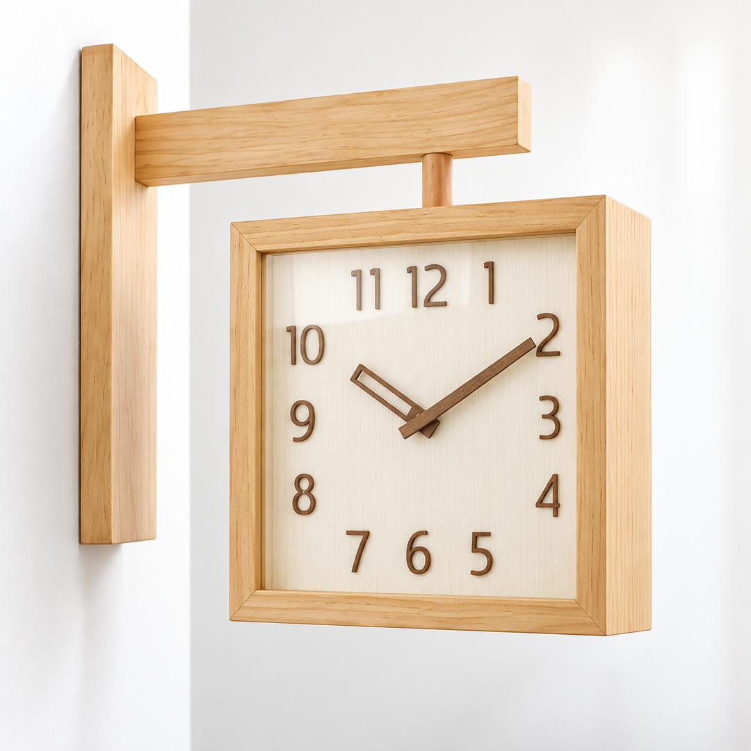 Wooden Wall Clock Battery Operated Dual-Sided with Pendulum Movement 3