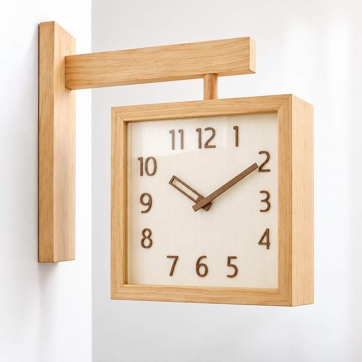 Wooden Wall Clock Battery Operated Dual-Sided with Pendulum Movement 3