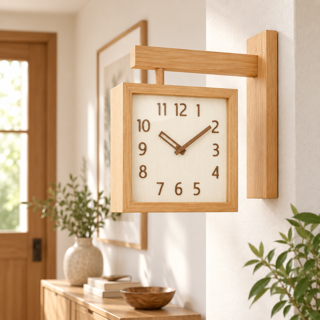 Wooden Wall Clock Battery Operated Dual-Sided with Pendulum Movement 5