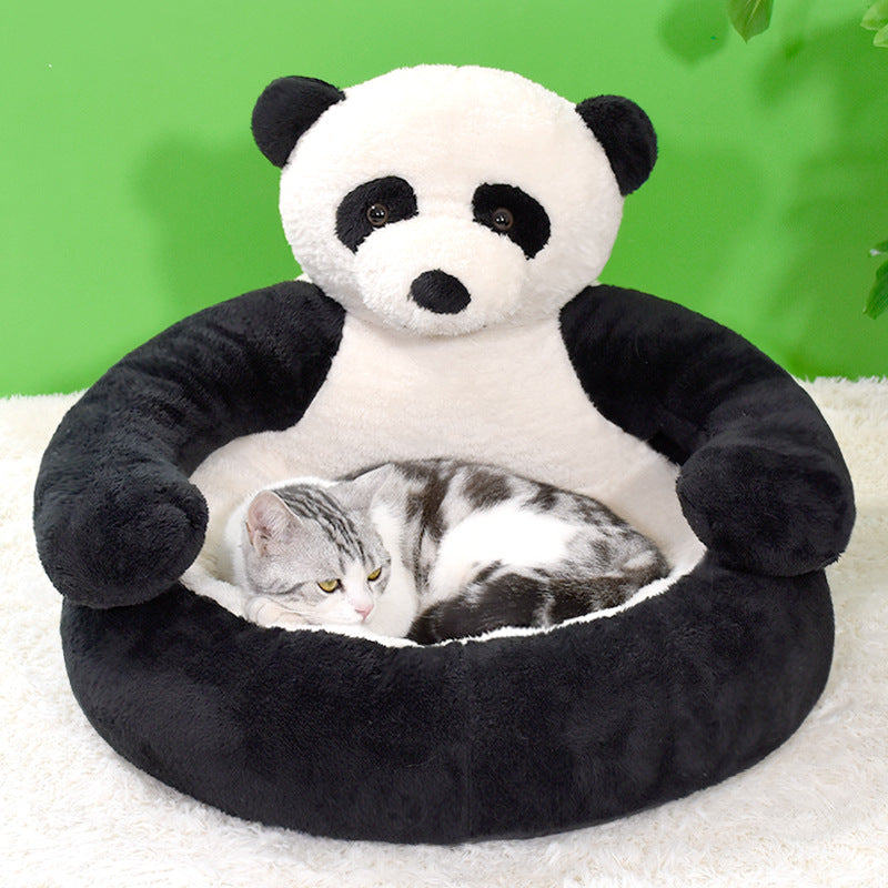 Bear Shaped Plush Pet Bed | Raised Sides &amp; Non-Slip Base | Machine Washable Winter Warmth for Small and Medium Dogs and Cats