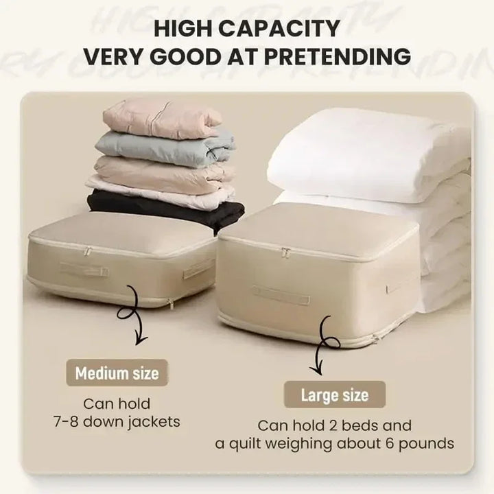 Bedding Storage Bag Non-Woven Fabric | Compressible, No Vacuum Pump Needed | Saves Up to 40% Space in Closets and Wardrobes