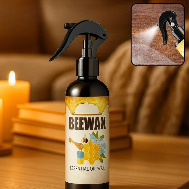 Beeswax Wood Care Spray 120 ml | Beeswax &amp; Essential Oils Formula | Protects &amp; Shines Wood, Bamboo &amp; Leather Without Chemicals