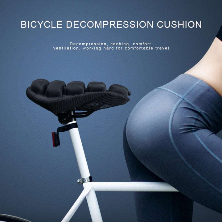 Bicycle Decompression Seat Cushion | 3D Airbag Shock Absorption &amp; Pressure Relief | Breathable Anti-Skid Washable Cover