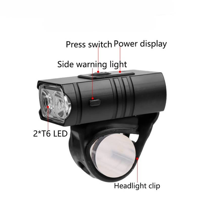 Bike Headlight and Taillight Set | 1000LM Dual T6 LED, 200m Beam Range, 6 Modes | USB Fast Charge, IPX6 Waterproof