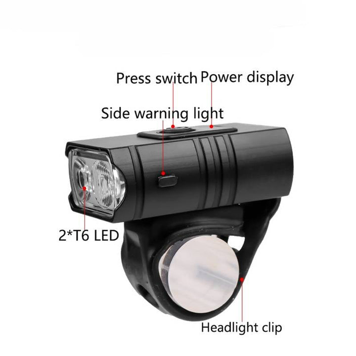 Bike Headlight and Taillight Set | 1000LM Dual T6 LED, 200m Beam Range, 6 Modes | USB Fast Charge, IPX6 Waterproof