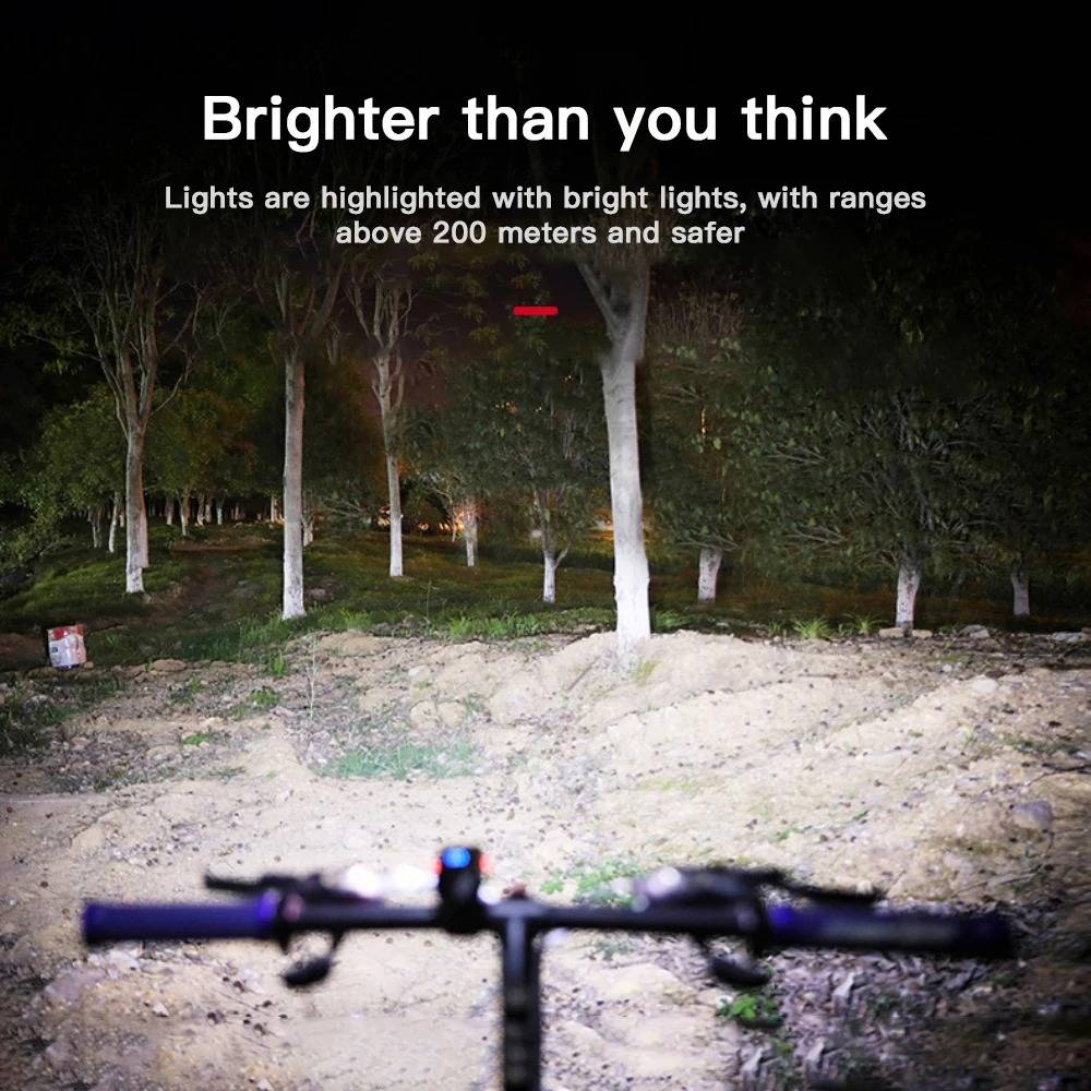 Bike Headlight and Taillight Set | 1000LM Dual T6 LED, 200m Beam Range, 6 Modes | USB Fast Charge, IPX6 Waterproof