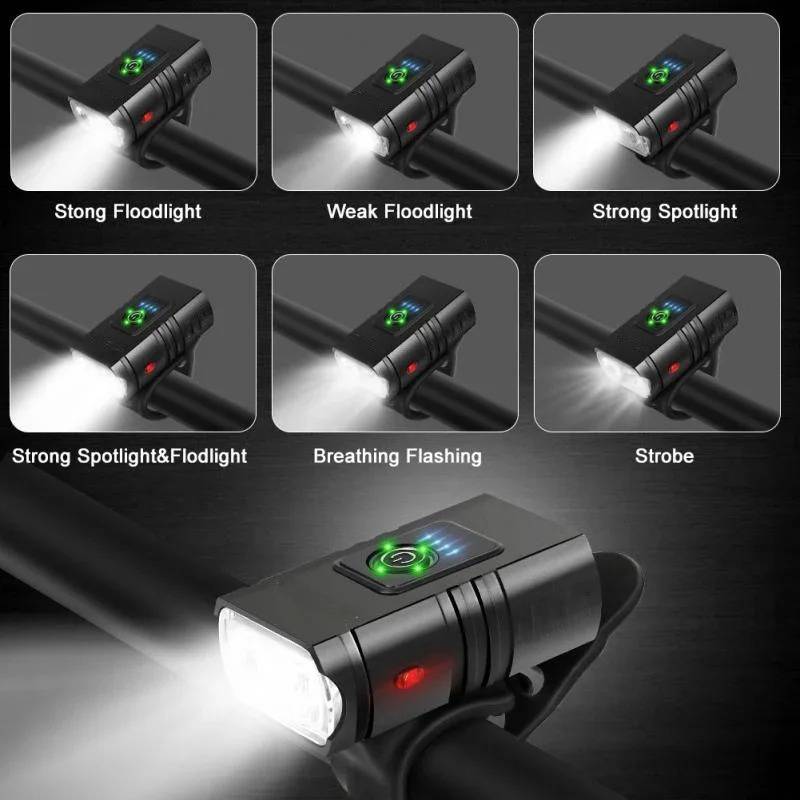 Bike Headlight and Taillight Set | 1000LM Dual T6 LED, 200m Beam Range, 6 Modes | USB Fast Charge, IPX6 Waterproof