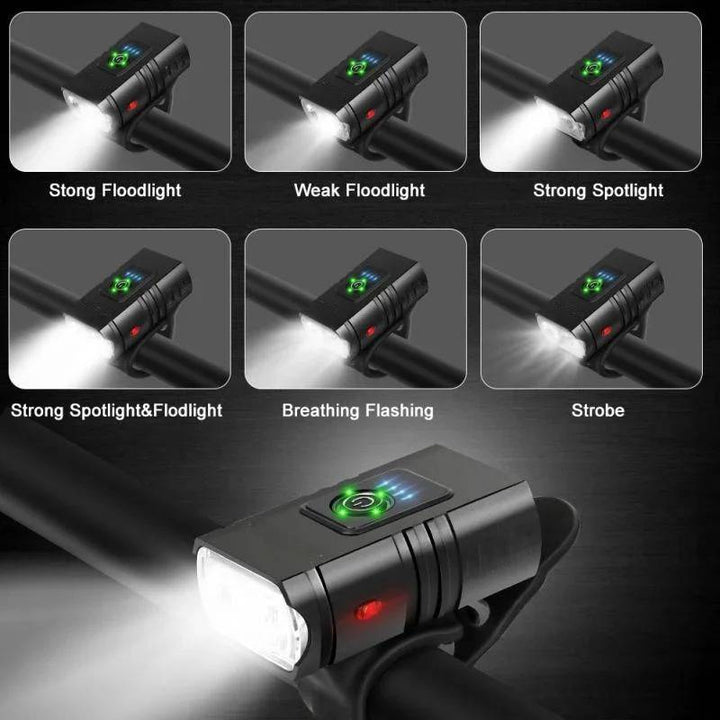 Bike Headlight and Taillight Set | 1000LM Dual T6 LED, 200m Beam Range, 6 Modes | USB Fast Charge, IPX6 Waterproof