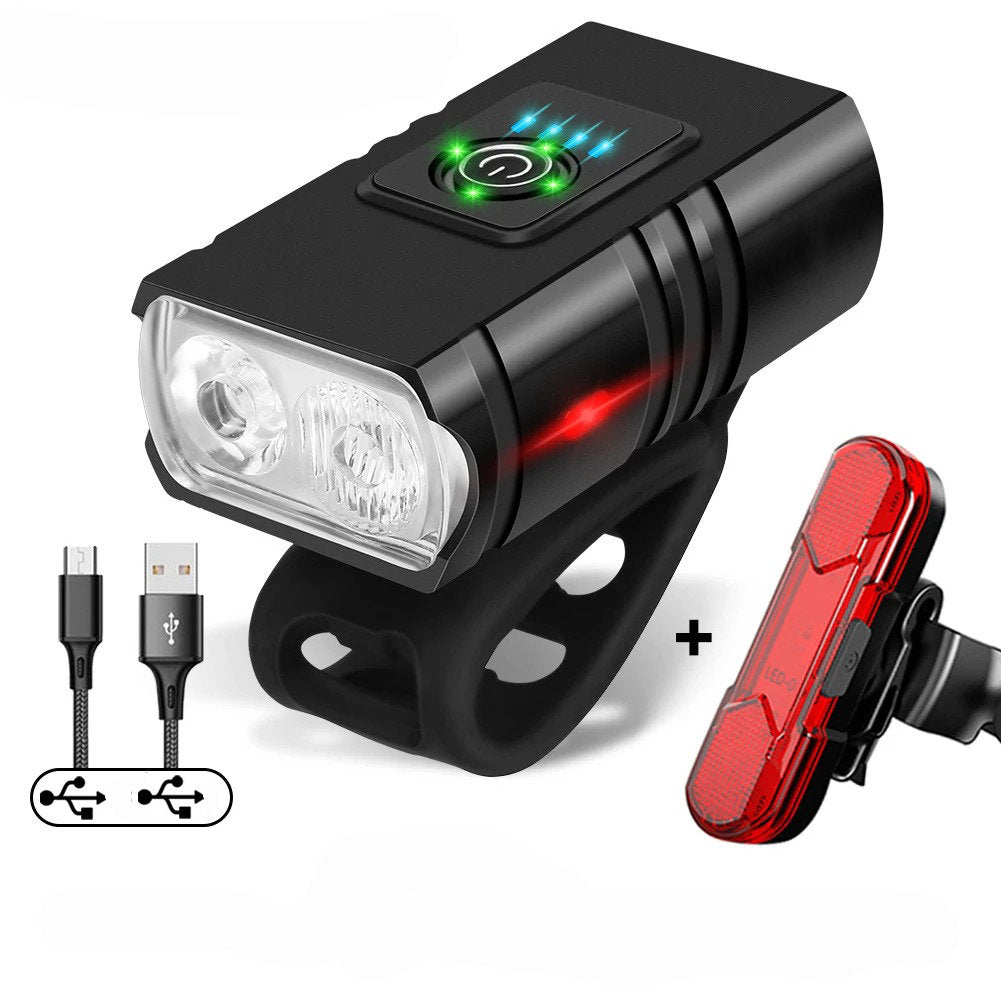 Bike Headlight and Taillight Set | 1000LM Dual T6 LED, 200m Beam Range, 6 Modes | USB Fast Charge, IPX6 Waterproof