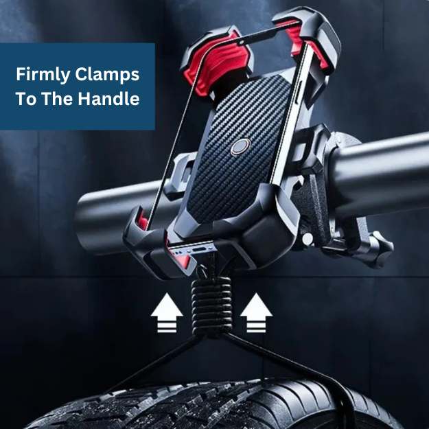 Bike Phone Mount, Universal Fit | 360° Rotation, Anti-Slip Shockproof Grip | Tool-Free Install, Fits All Smartphones