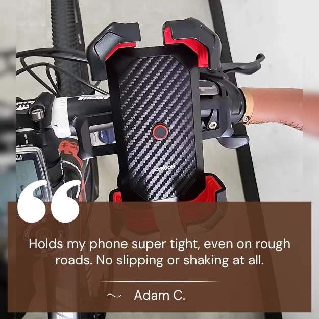Bike Phone Mount, Universal Fit | 360° Rotation, Anti-Slip Shockproof Grip | Tool-Free Install, Fits All Smartphones