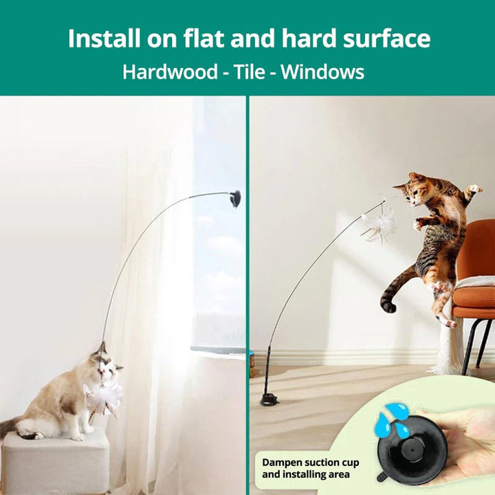 Bird Simulation Cat Toy | Suction Cup Mount, 5 Replaceable Bird Toys with Bells | Encourages Independent Play &amp; Exercise