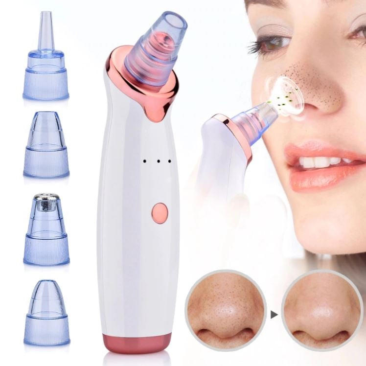 Blackhead Vacuum Cleaner for All Skin Types | 3 Suction Levels, 4 Heads | USB Rechargeable Pore &amp; Sebum Cleanser