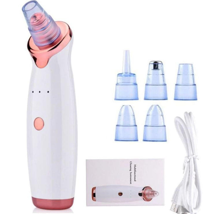 Blackhead Vacuum Cleaner for All Skin Types | 3 Suction Levels, 4 Heads | USB Rechargeable Pore &amp; Sebum Cleanser