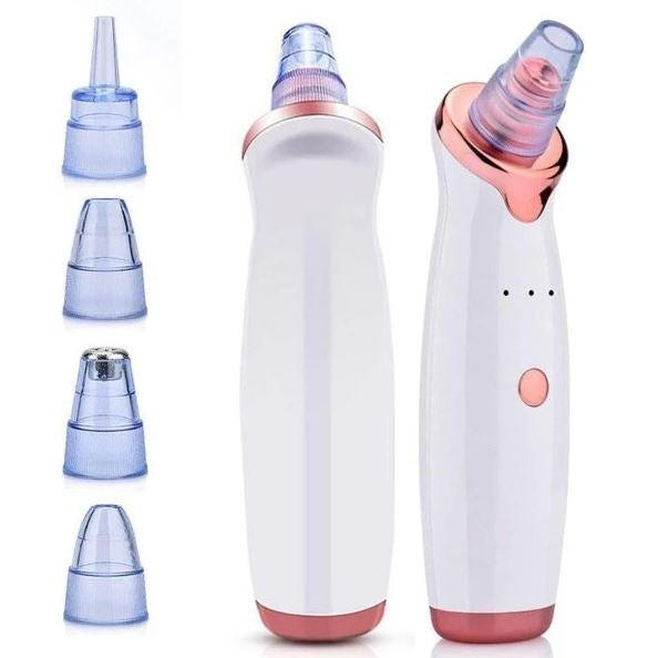 Blackhead Vacuum Cleaner for All Skin Types | 3 Suction Levels, 4 Heads | USB Rechargeable Pore &amp; Sebum Cleanser