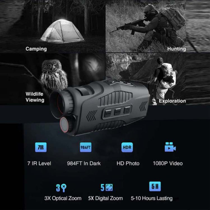 Blackout Night Vision Monocular | IR Lens, Side Keys