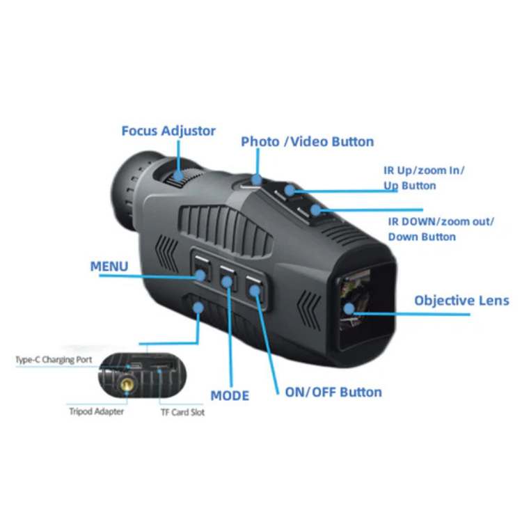 Blackout Night Vision Monocular | IR Lens, Side Keys
