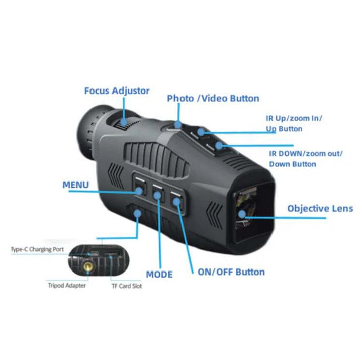 Blackout Night Vision Monocular | IR Lens, Side Keys