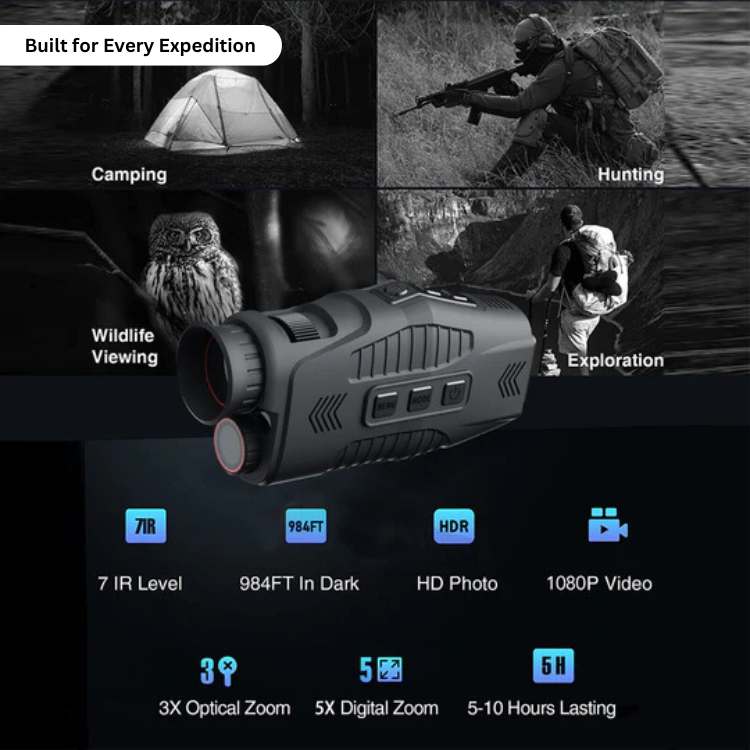 Blackout Night Vision Monocular | IR Lens, Side Keys