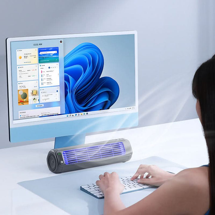 Bladeless Portable Air Cooler Fan | Rechargeable 2000mAh | Wall Mount &amp; Tabletop | 12-Hour Battery