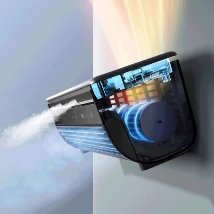 Bladeless Portable Air Cooler Fan | Rechargeable 2000mAh | Wall Mount &amp; Tabletop | 12-Hour Battery