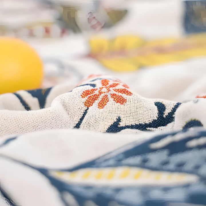 Floral Reversible Blanket Throw Jacquard Woven Fabric | Tassel Trim Edge Detail | Reversible Two-Sided Design for Sofas and Beds 7