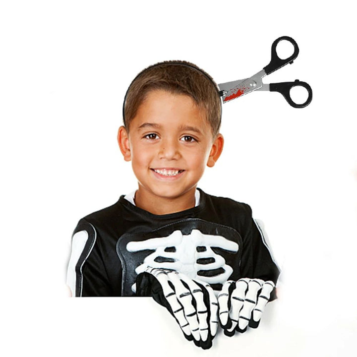 Bloody Weapon Halloween Headband | Fake Axe, Saw &amp; Knife Horror Prop | Reusable Slip-On Plastic Costume Accessory