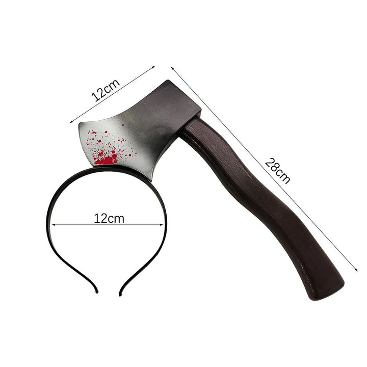 Bloody Weapon Halloween Headband | Fake Axe, Saw &amp; Knife Horror Prop | Reusable Slip-On Plastic Costume Accessory