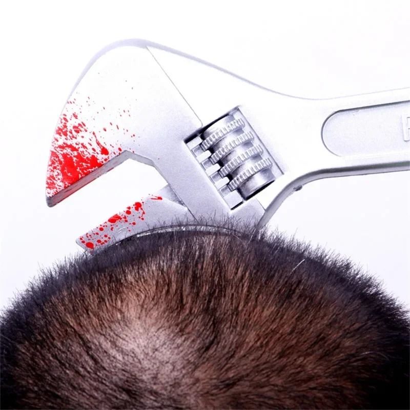 Bloody Weapon Headband Halloween Costume Prop | Head-Through Optical Illusion Design | Lightweight Flexible Plastic