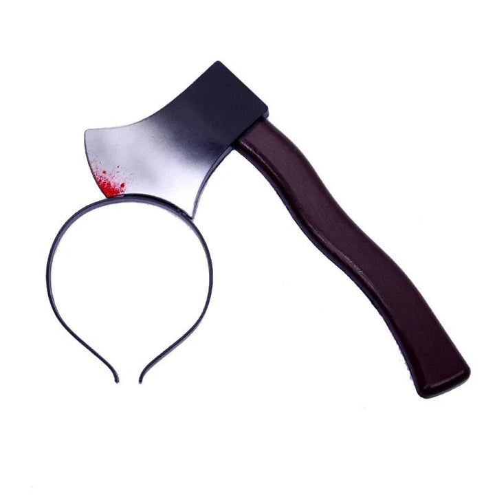 Bloody Weapon Headband Halloween Costume Prop | Head-Through Optical Illusion Design | Lightweight Flexible Plastic