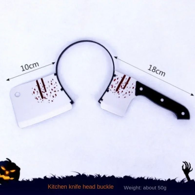 Bloody Weapon Headband Halloween Costume Prop | Head-Through Optical Illusion Design | Lightweight Flexible Plastic