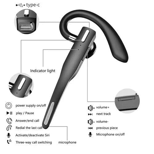 Bluetooth Headset Wireless Noise-Cancelling with 25-Hour Battery Life
