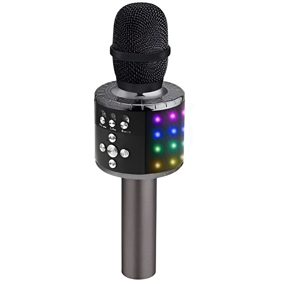 Bluetooth Karaoke Microphone 4-in-1 | Wireless Handheld Speaker & Recorder | 2000mAh Rechargeable Battery with LED Lights