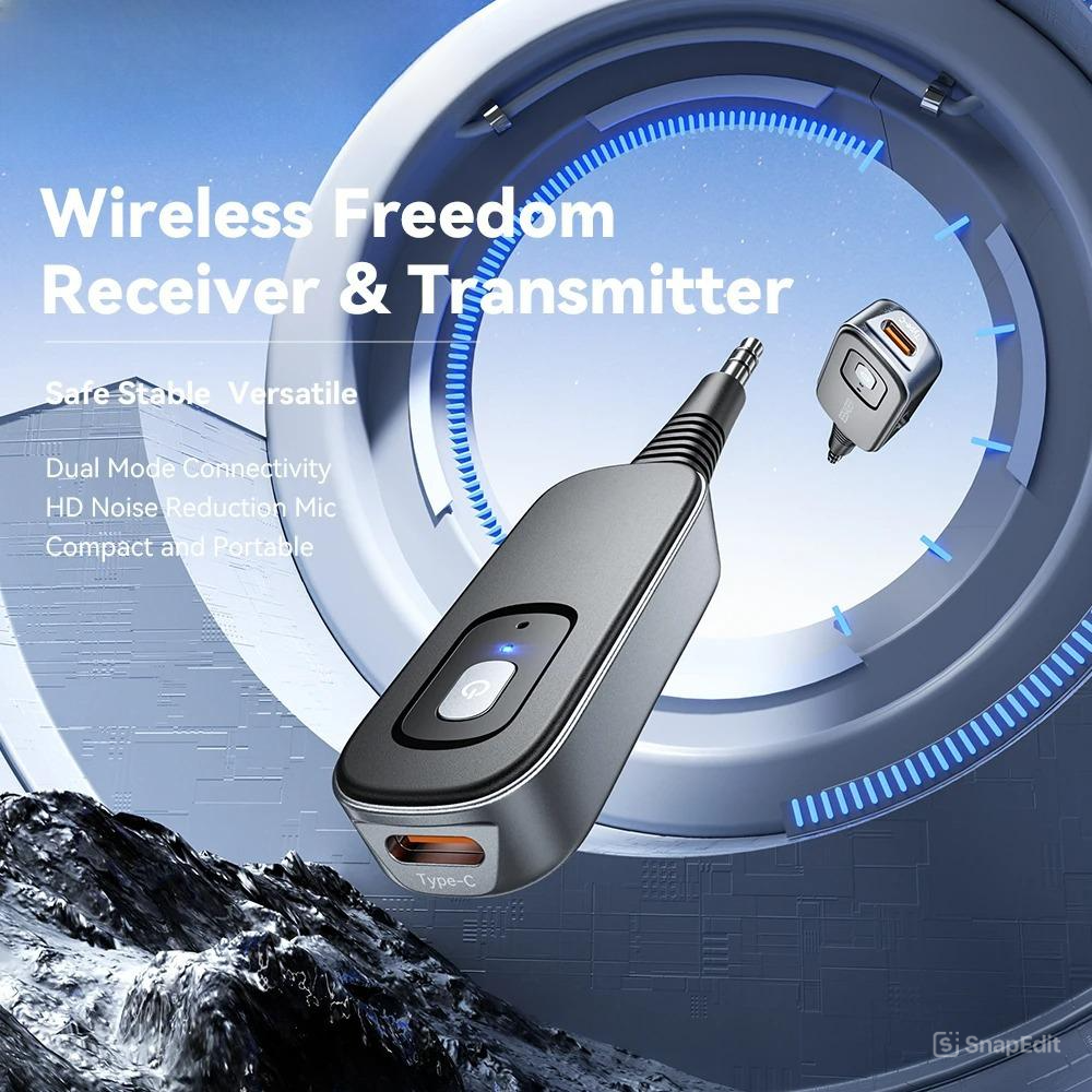 Bluetooth Wireless Audio Adapter Transmitter Receiver | Bluetooth 5.1, 33 ft Range | Rechargeable Battery with Type-C Charging