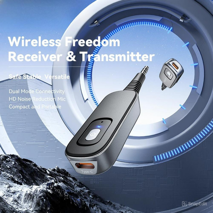 Bluetooth Wireless Audio Adapter Transmitter Receiver | Bluetooth 5.1, 33 ft Range | Rechargeable Battery with Type-C Charging