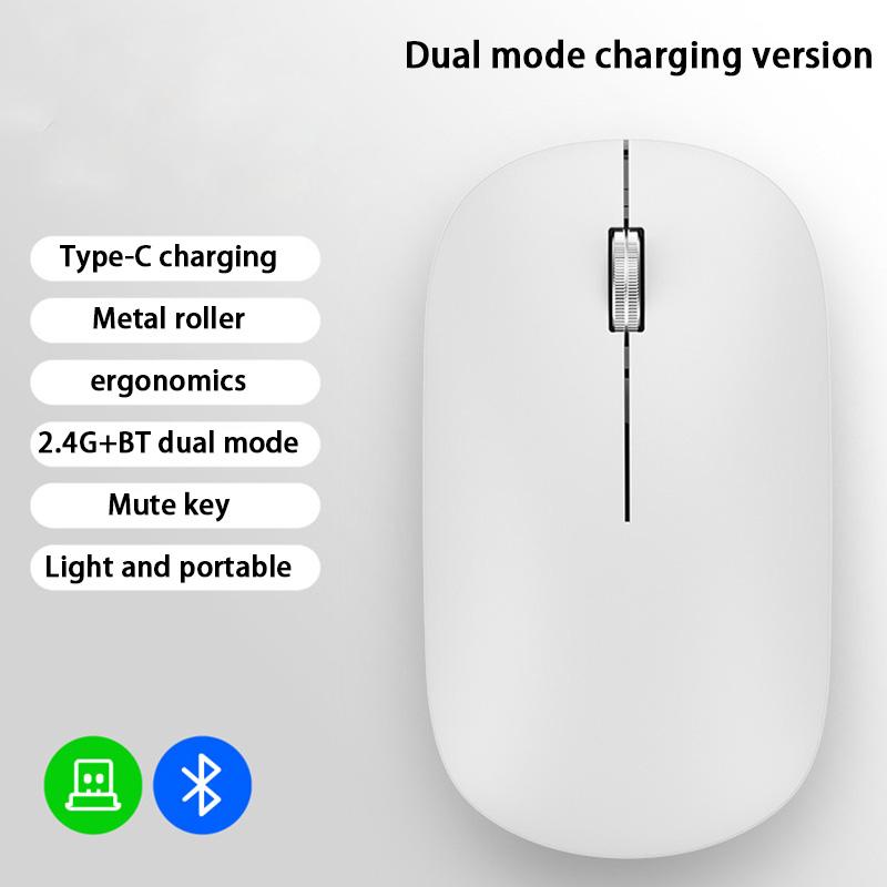 Bluetooth Wireless Mouse | Dual Mode 2.4G & Bluetooth 5.0, 3-Level DPI | Silent Click, Type-C Fast Charging, Multi-Device