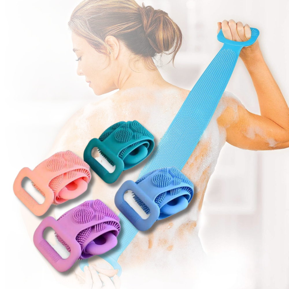 Silicone Body Scrubber Exfoliating Shower Brush | Dual-Sided Textured Massage Surface | Stretch Grip for Daily Bath Care 1
