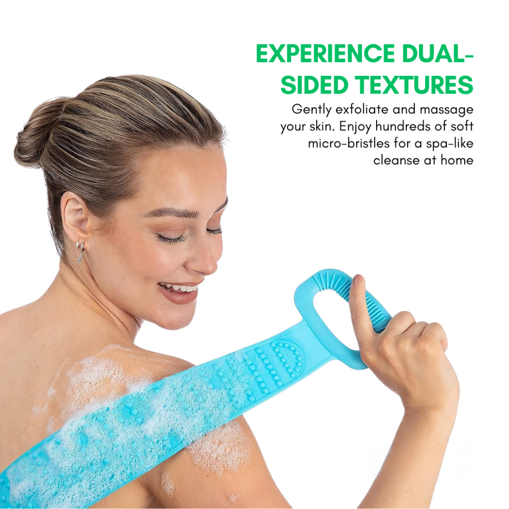 Silicone Body Scrubber Exfoliating Shower Brush | Dual-Sided Textured Massage Surface | Stretch Grip for Daily Bath Care 2