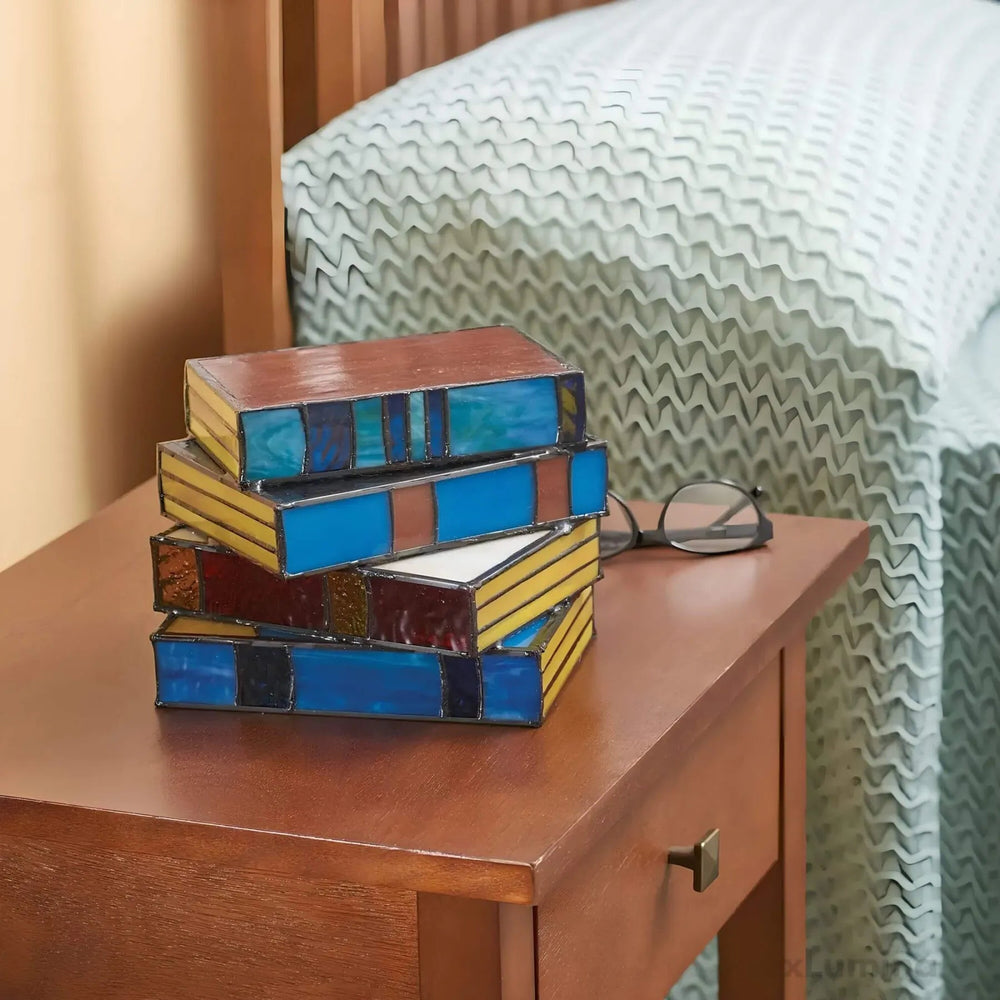 Book Lamp | Stacked Book Form, Coloured Panel Sides