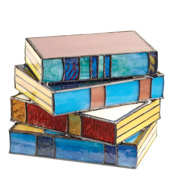 Book Lamp | Stacked Book Form, Coloured Panel Sides