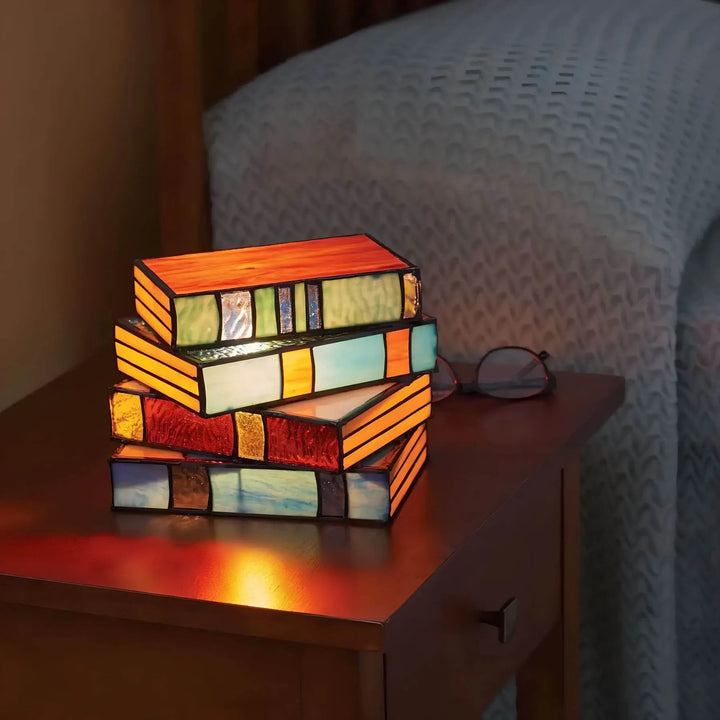 Book Lamp | Stacked Book Form, Coloured Panel Sides