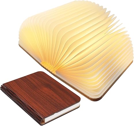 Book Shaped LED Night Light | USB Rechargeable, Touch Sensor Dimmer | Cordless Bedside Lamp, 22 x 17 cm Open Book Design