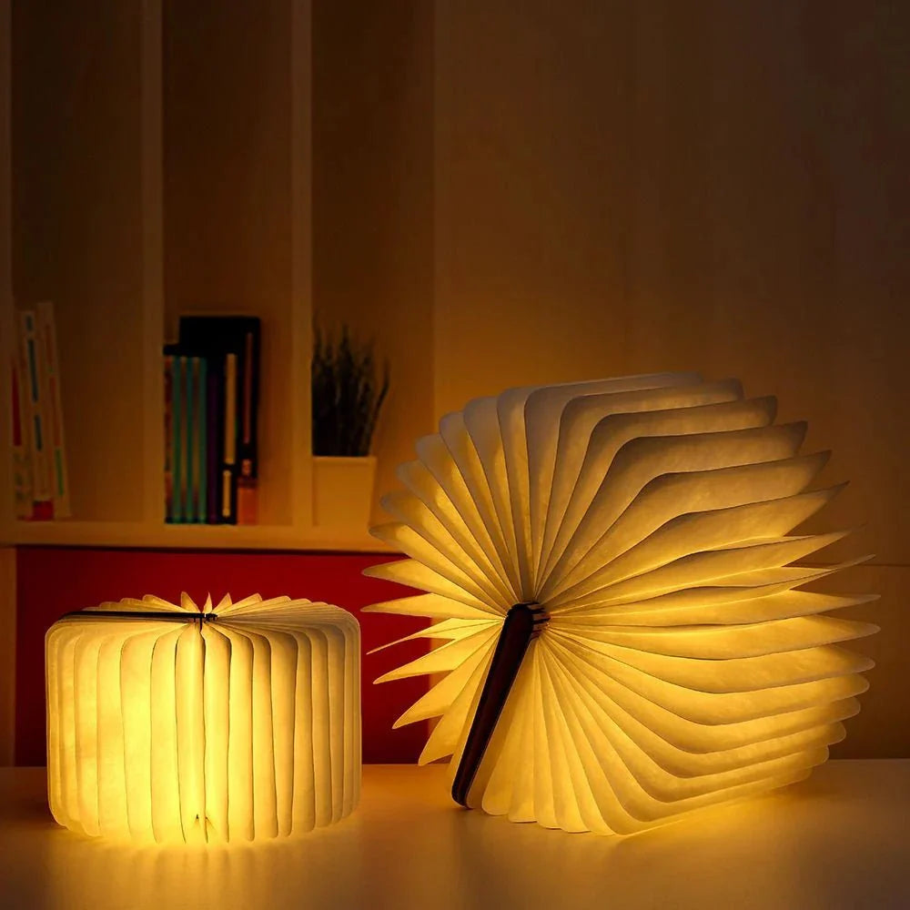 Book Table Lamp | Fanning Pages, Folds Flat Or Round